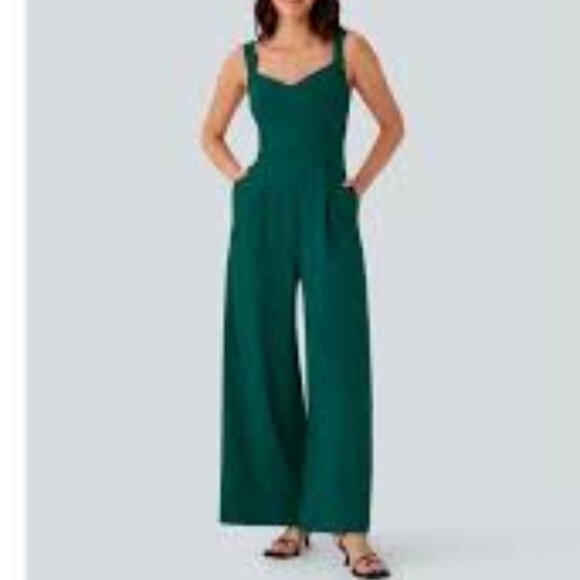 29-NWT HALARA U BACK SLEEVELESS CASUAL JUMPSUIT WITH POCKETS - Picture 2 of 3
